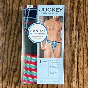 Jockey® Casual Cotton Stretch Thong - 3 Pack - Multicolor XL